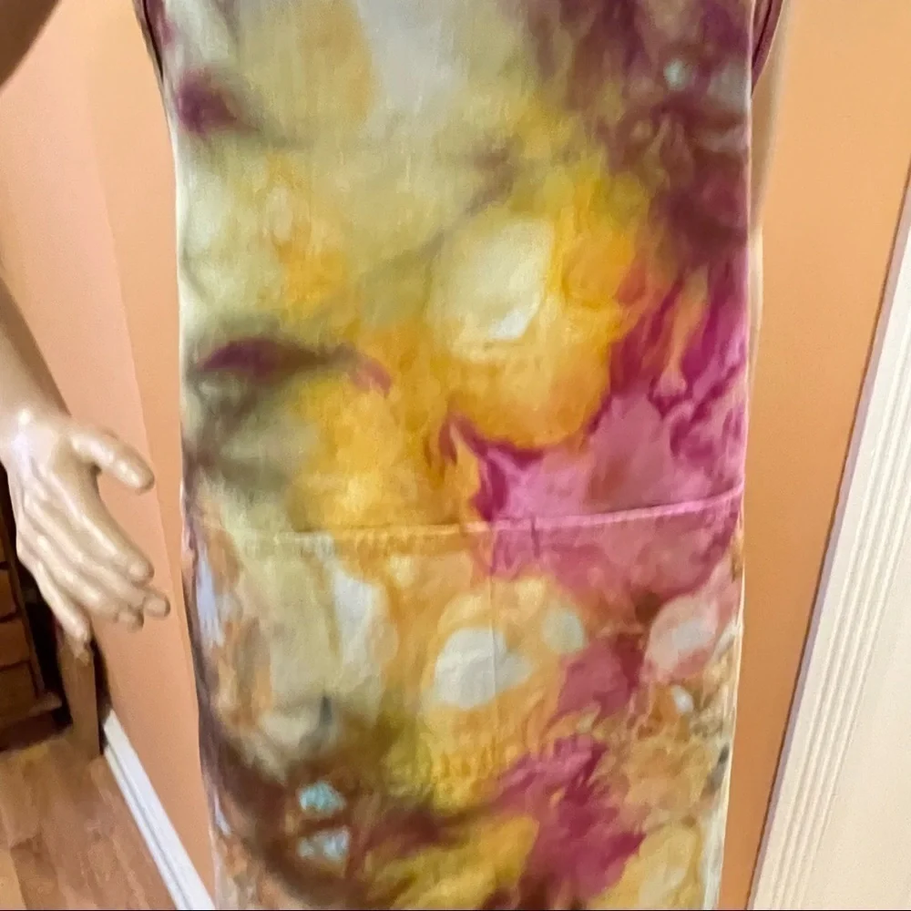Tie Dye adult unisex apron four pocket matching toque chef's hat earth tones